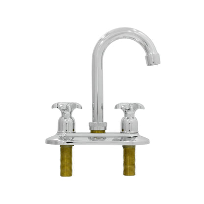 Mezcladora de lavabo cromada con manerales tipo cruz y cuello de ganso para baño