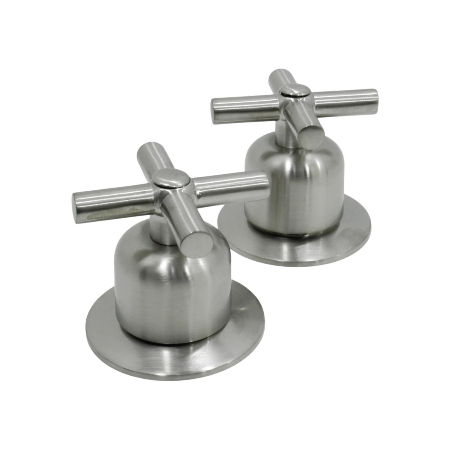 Manerales de regadera satinados con diseño de cruz, acabado cepillado, estilo moderno para baño