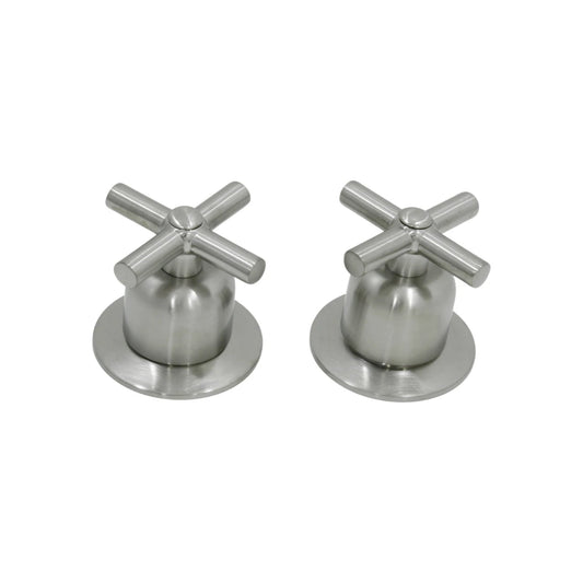 Manerales de grifo para regadera acabado satinado, diseño cruz metálico moderno