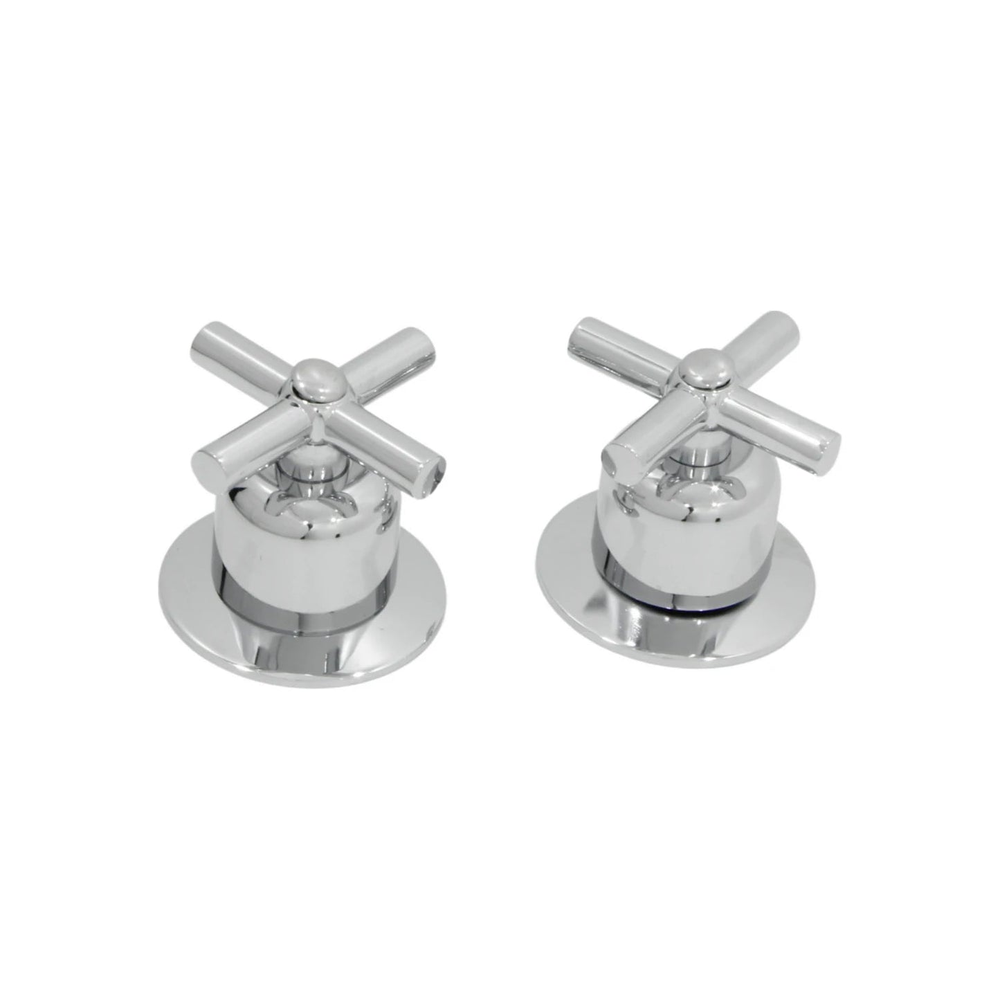 Par de manerales de grifo cromados con diseño de cruz para regadera, accesorios de baño.