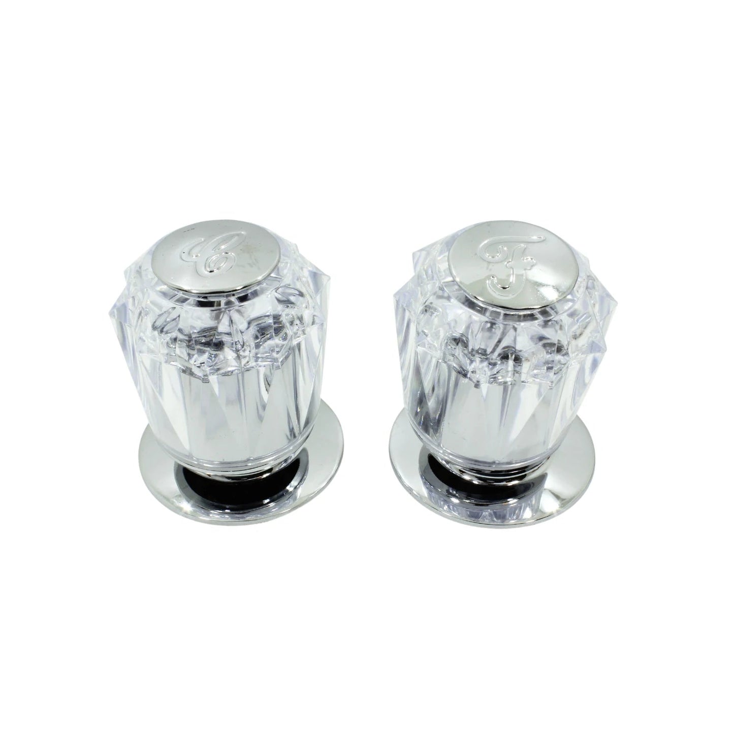 Manerales acrílicos cristal para grifo de lavabo o ducha, con indicadores de agua fría (C) y caliente (F), cromo.