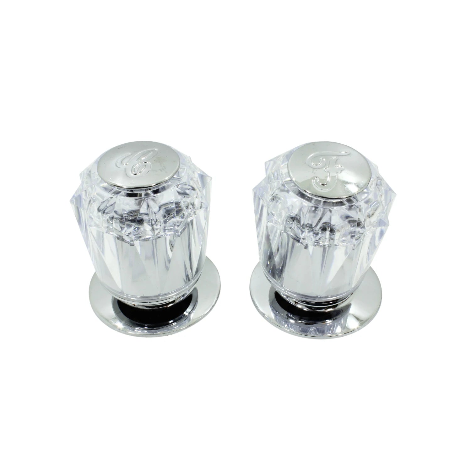 Manerales acrílicos cristal para grifo de lavabo o ducha, con indicadores de agua fría (C) y caliente (F), cromo.