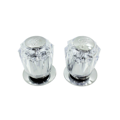 Manerales acrílicos cristal para grifo de lavabo o ducha, con indicadores de agua fría (C) y caliente (F), cromo.