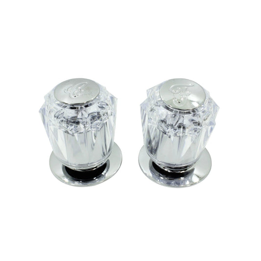 Manerales acrílicos cristal para grifo de lavabo o ducha, con indicadores de agua fría (C) y caliente (F), cromo.
