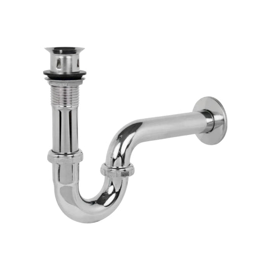 Sifón P de acero cromado para lavabo, cespol de desagüe para fregadero, plomería.