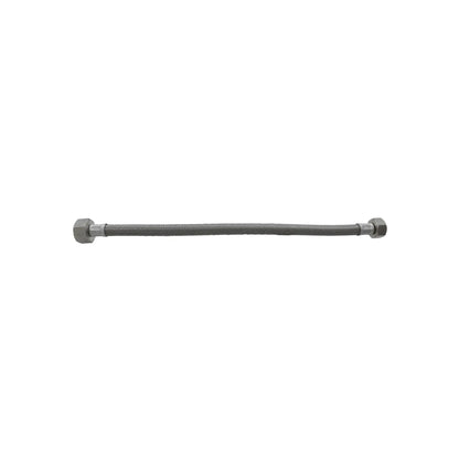 Latiguillo flexible de acero inoxidable trenzado con tuercas hembra para instalaciones de fontanería.