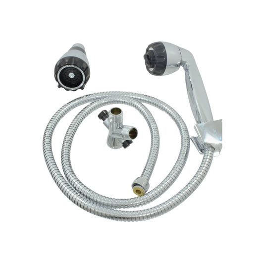 Kit regadera de teléfono cromada 2 funciones con manguera flexible y desviador para ducha