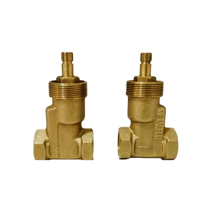 Dos cartuchos de válvula Metalflu de latón roscables para regadera, con eje estriado