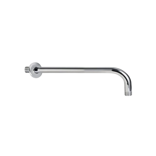 Brazo de regadera curvo cromado para instalación en pared de ducha