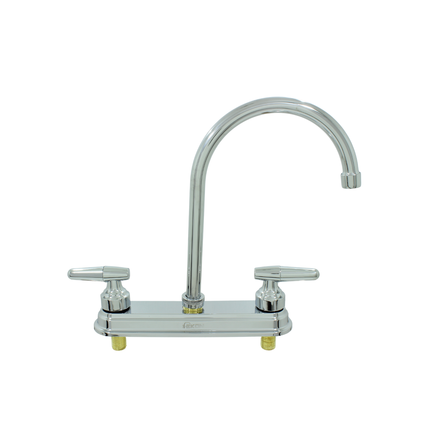 Mezcladora fregadero 8" Ekon cromada doble maneral cuello de ganso para cocina.