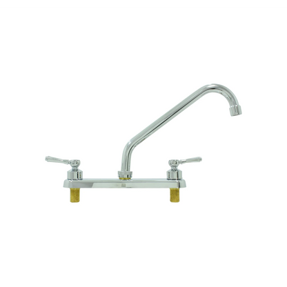 Mezcladora de fregadero cromada, doble manija, caño alto, para instalación en cubierta