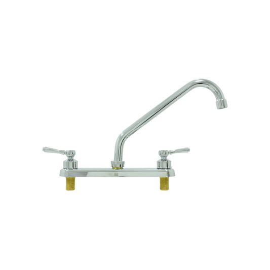 Mezcladora de fregadero cromada, doble manija, caño alto, para instalación en cubierta