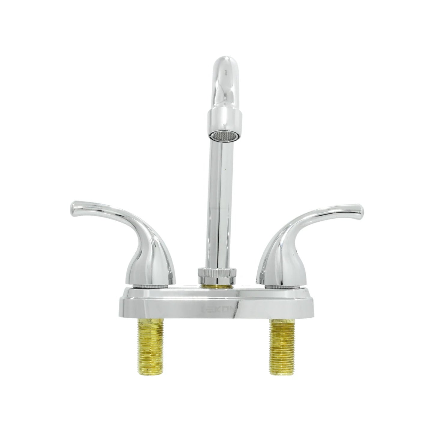 Mezcladora para lavabo Ekon cromada de dos manijas con acabado brillante y roscas de latón para instalación