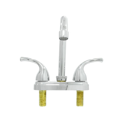 Mezcladora para lavabo Ekon cromada de dos manijas con acabado brillante y roscas de latón para instalación