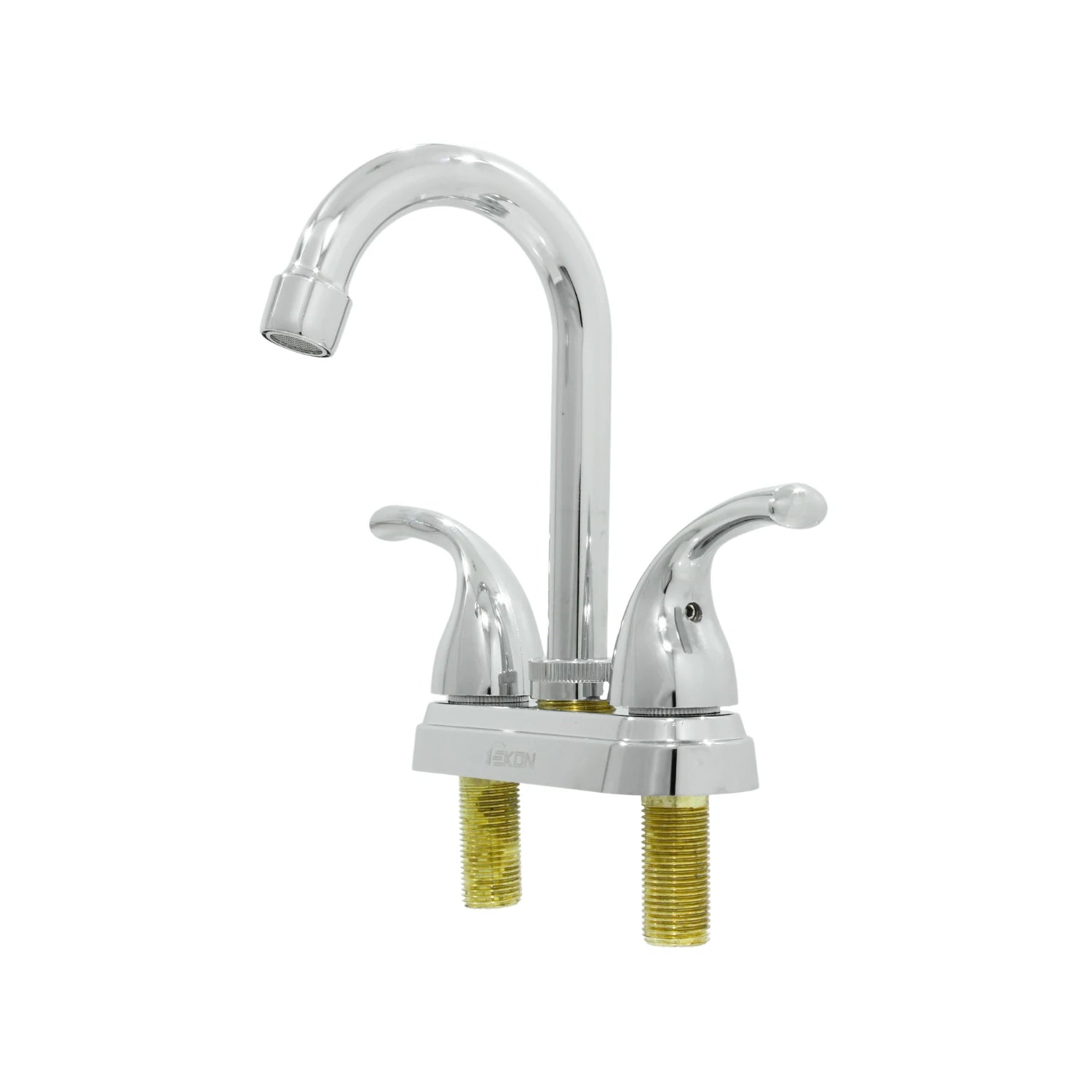 Mezcladora para lavabo EKON cromada, cuello de ganso, dos manijas de palanca para baño
