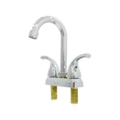 Mezcladora para lavabo EKON cromada, cuello de ganso, dos manijas de palanca para baño