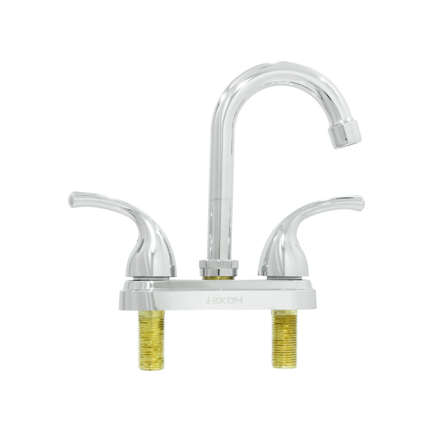 Grifo mezclador cromado Ekon para lavabo, caño alto, dos manijas, instalación de 4 pulgadas.