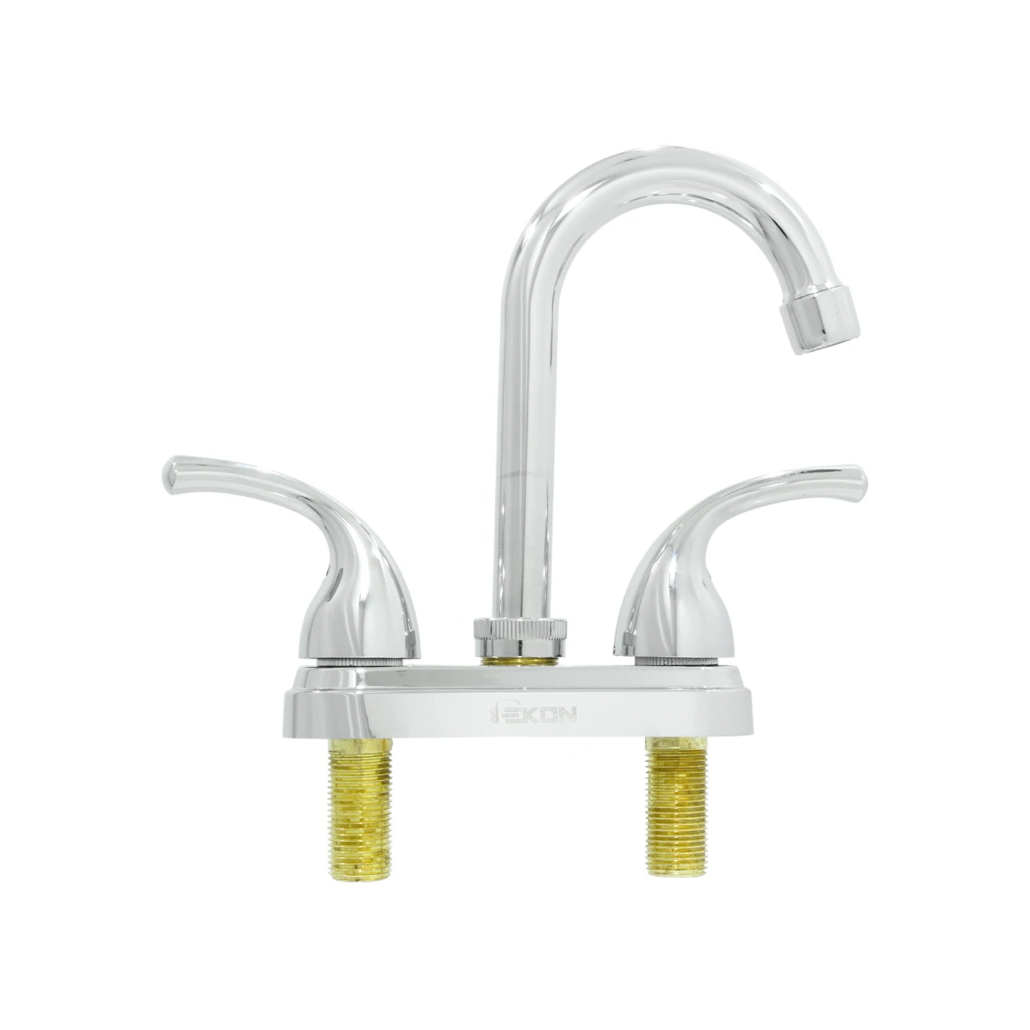 Grifo mezclador cromado Ekon para lavabo, caño alto, dos manijas, instalación de 4 pulgadas.