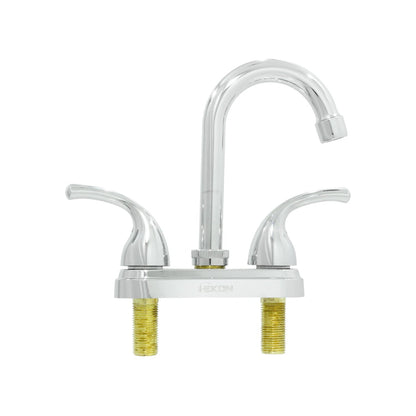 Grifo mezclador cromado Ekon para lavabo, caño alto, dos manijas, instalación de 4 pulgadas.