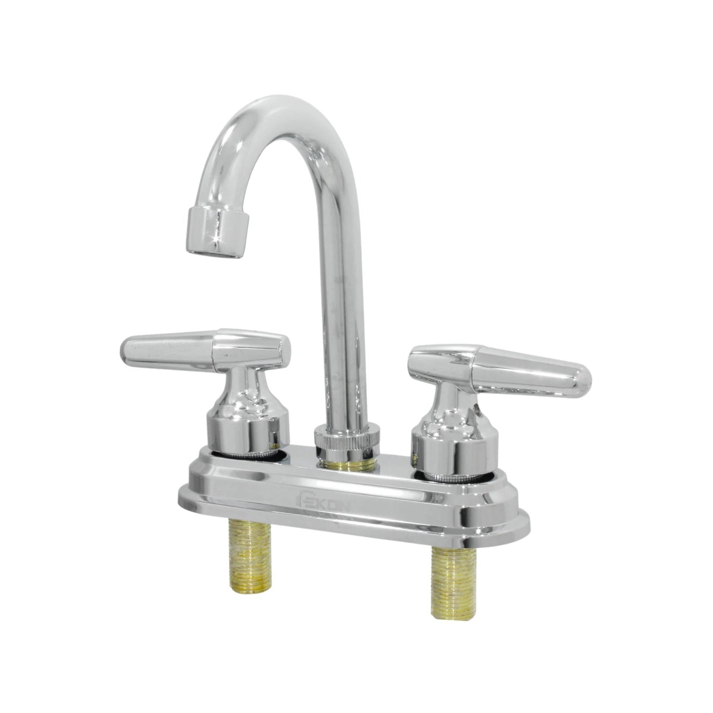 Mezcladora para lavabo Ekon cromada, con doble maneral de palanca y pico alto de cuello de ganso