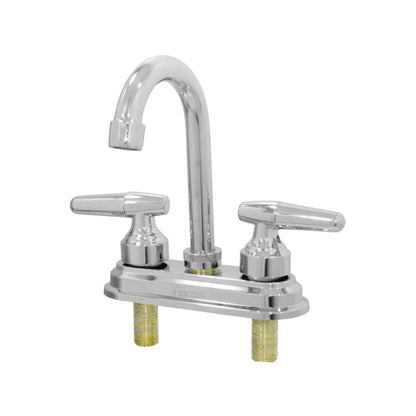 Mezcladora para lavabo Ekon cromada, con doble maneral de palanca y pico alto de cuello de ganso