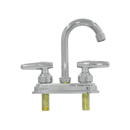 Mezcladora para lavabo cromada con doble manija de palanca y cuello de ganso