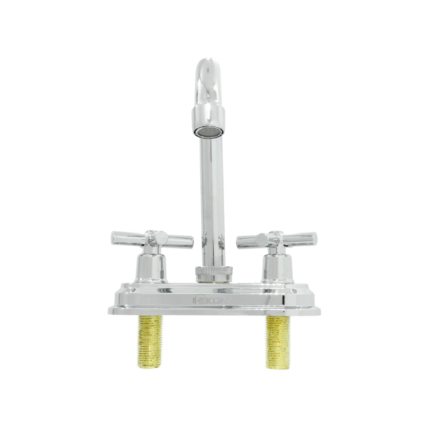 Mezcladora para lavabo Ekon cromada, dos manerales de cruceta, para instalación en baño