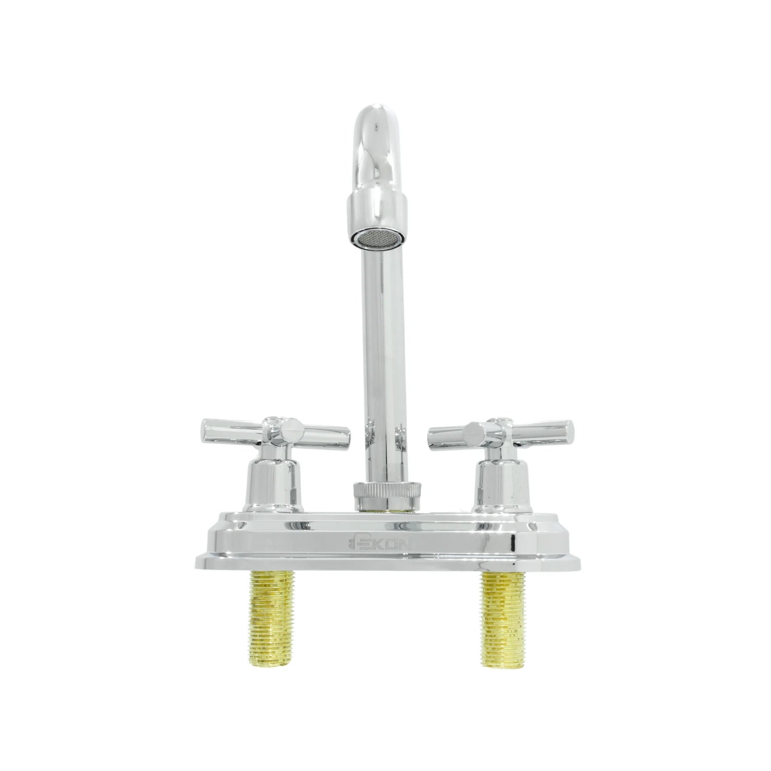 Mezcladora para lavabo Ekon cromada, dos manerales de cruceta, para instalación en baño