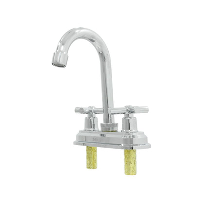 Mezcladora de lavabo Ekon cromada con dos manijas y cuello de ganso para baño