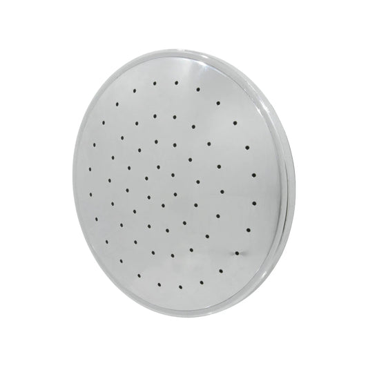 Regadera redonda cromada de 3 pulgadas con acabado brillante y orificios para un flujo de agua constante.