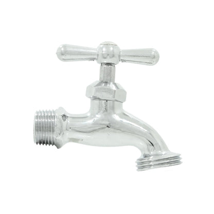 Llave de nariz 1/2 pulgada cromada, grifo metálico para jardín, exterior con rosca para manguera