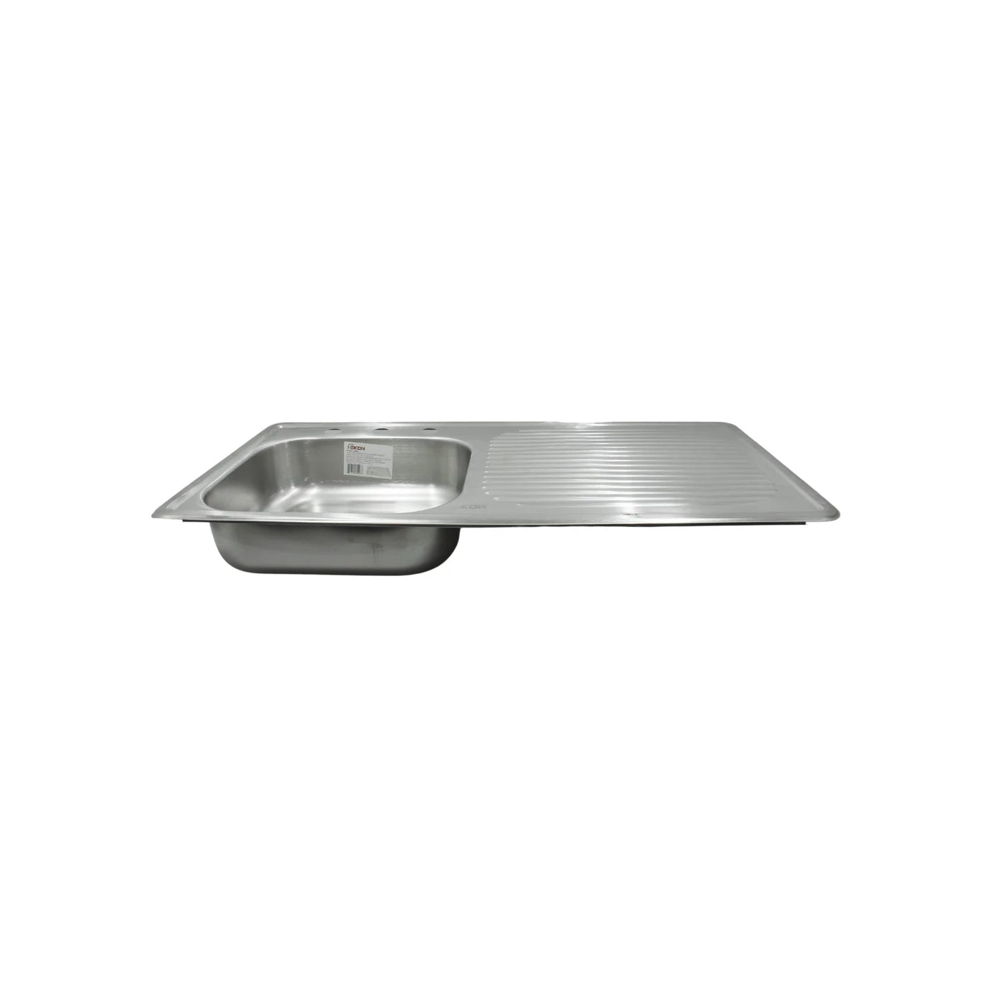 Tarja fregadero de cocina Ekon de acero inoxidable con una tina y escurridor derecho.