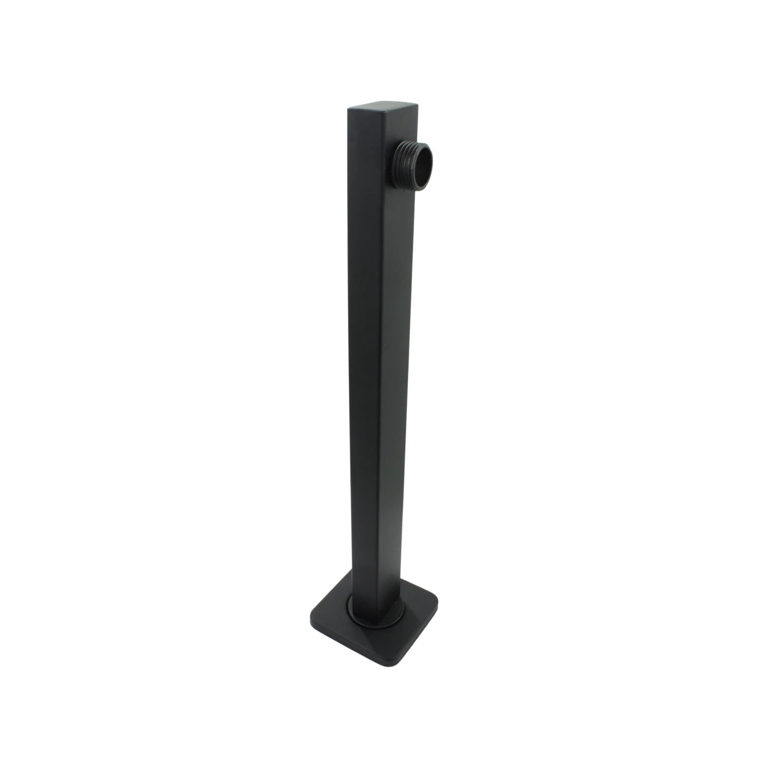 Brazo de regadera cuadrado negro mate, conector roscado para instalación de ducha moderna