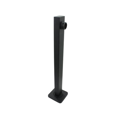 Brazo de regadera cuadrado negro mate, conector roscado para instalación de ducha moderna