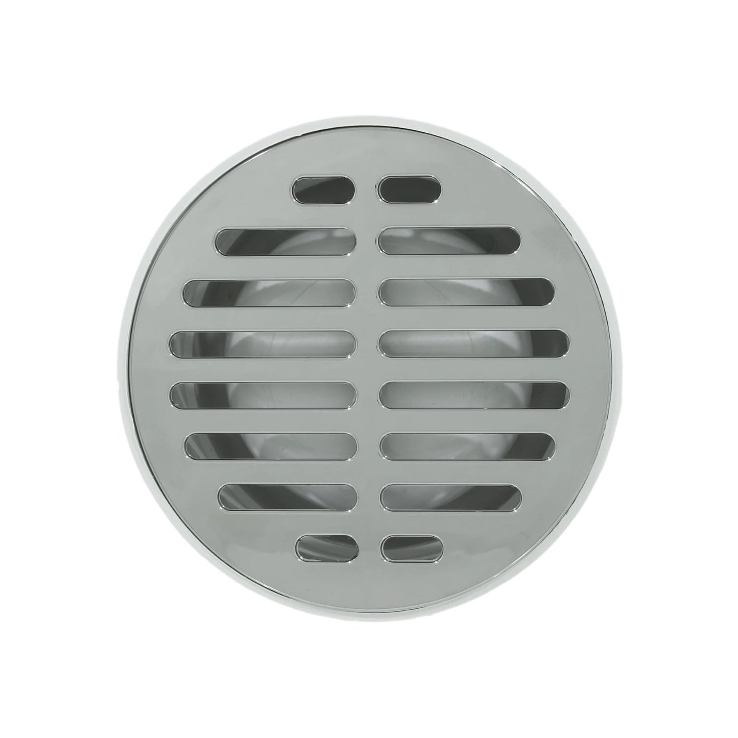 Coladera universal circular con rejilla clásica cromada para desagüe de piso