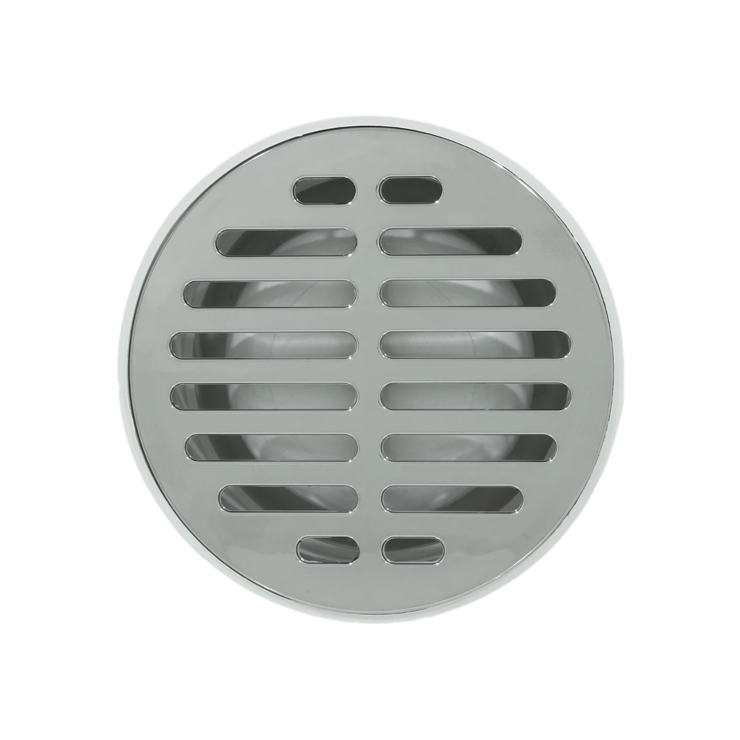 Coladera universal circular con rejilla clásica cromada para desagüe de piso