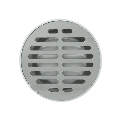 Coladera universal circular con rejilla clásica cromada para desagüe de piso