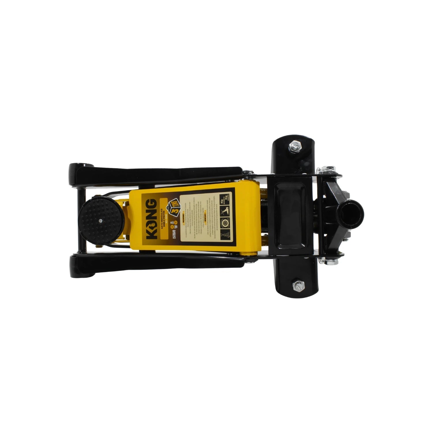Gato de patín hidráulico Kong amarillo y negro 3 toneladas doble pistón para levantar autos