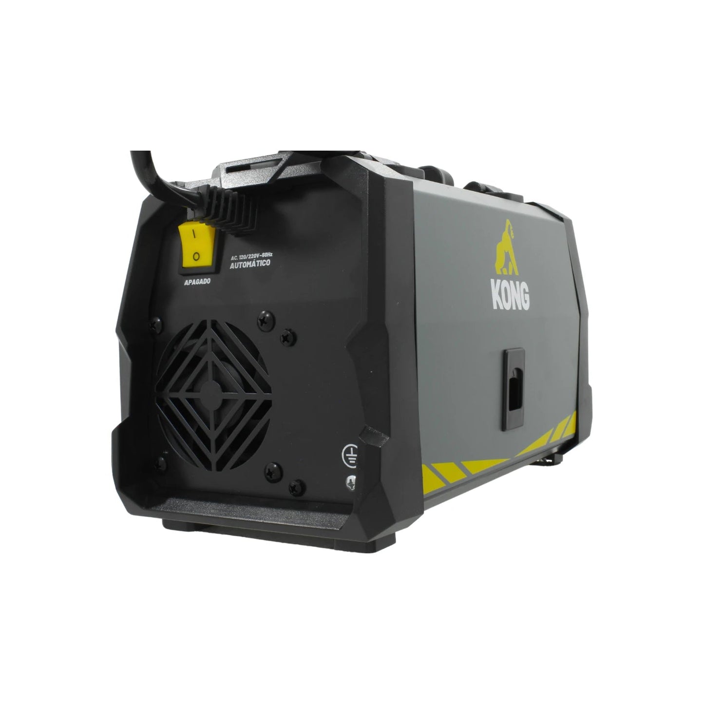 Soldadora inversora Kong KOMIG-130 gris/negra, 120/220V, con switch de encendido y ventilador para soldadura MIG/MAG/TIG.