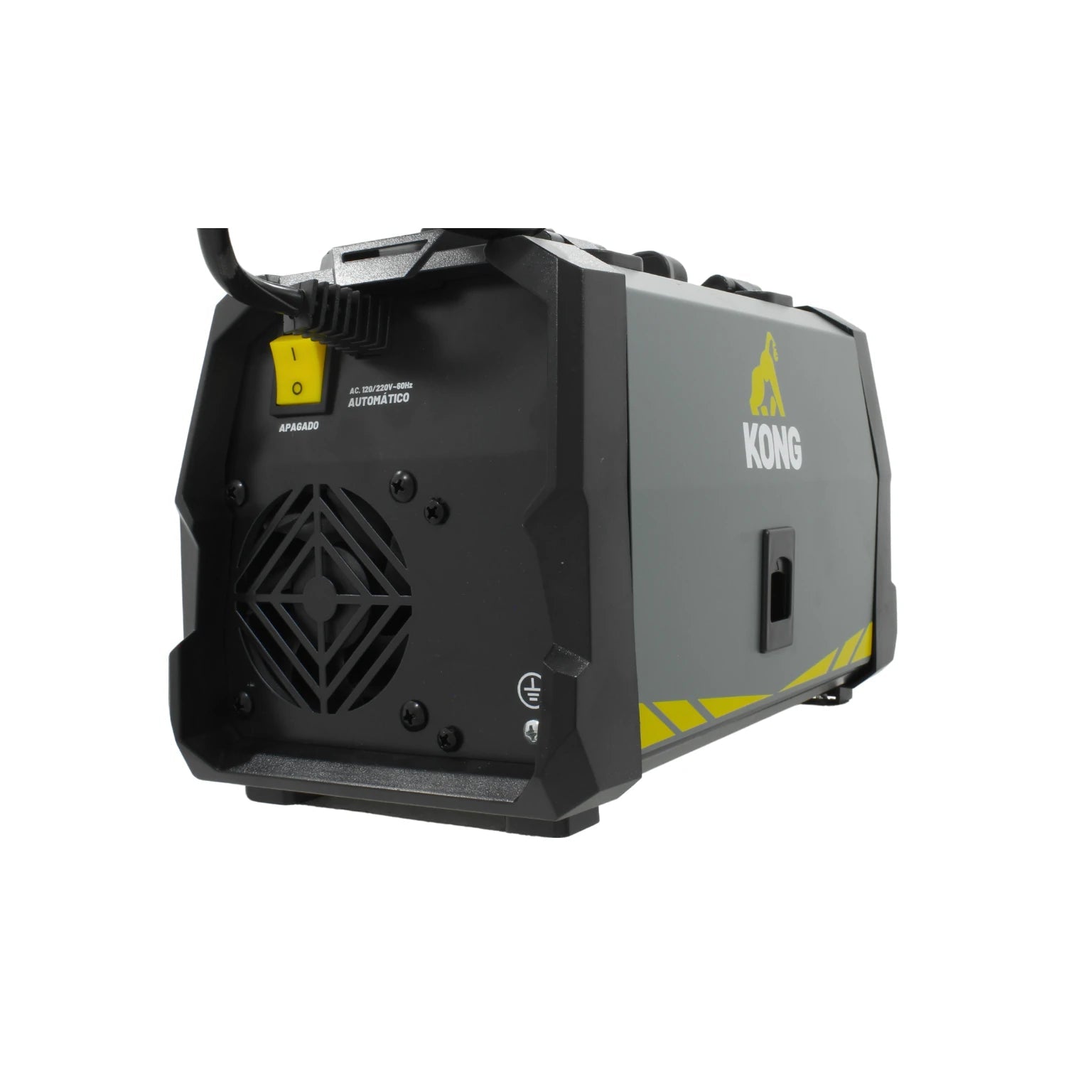 Soldadora inversora Kong KOMIG-130 gris/negra, 120/220V, con switch de encendido y ventilador para soldadura MIG/MAG/TIG.