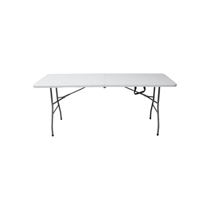 Mesa plegable blanca rectangular 180x70cm multiusos para jardín, camping y eventos