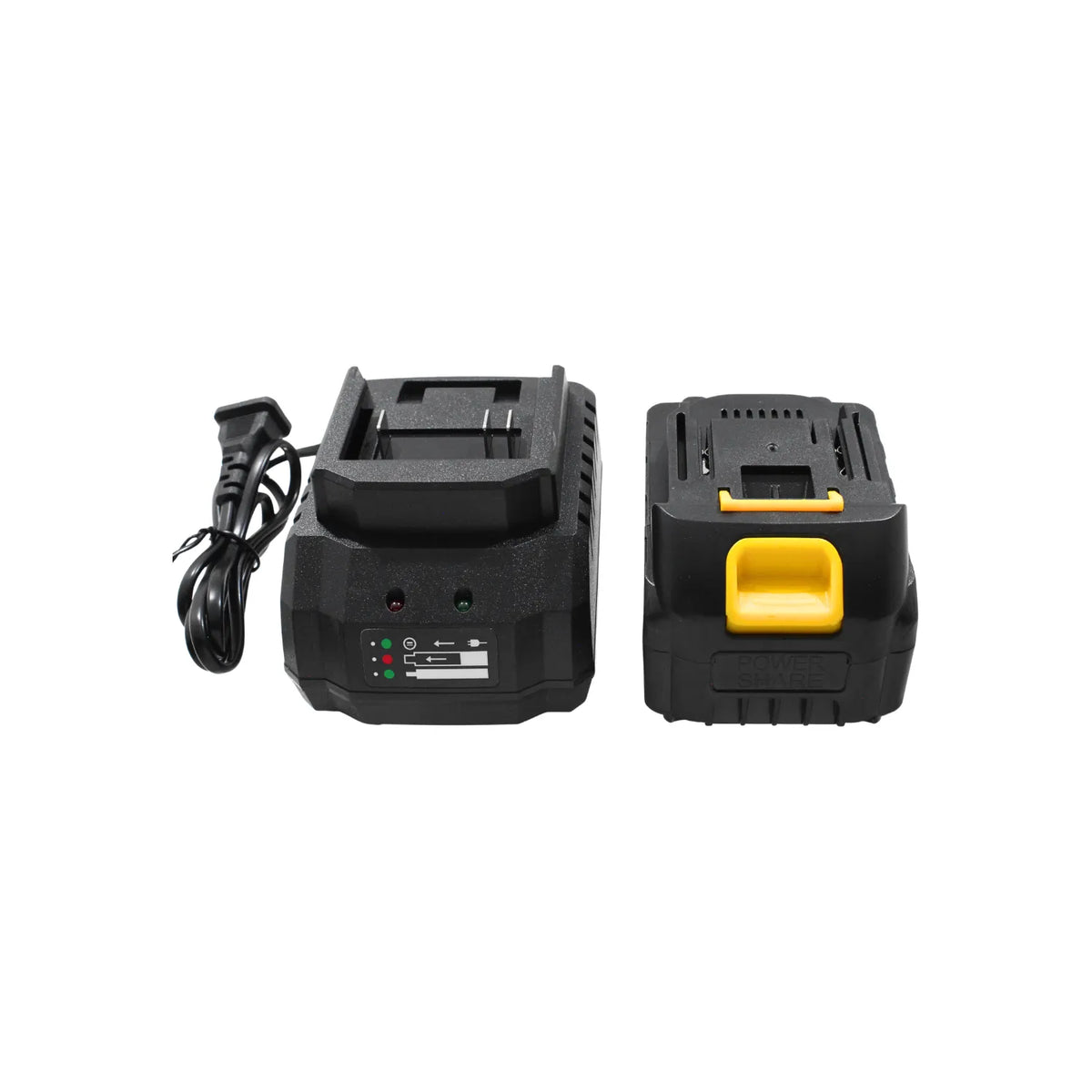 Cargador y batería de litio 20V Power Share negro y amarillo para herramientas eléctricas inalámbricas