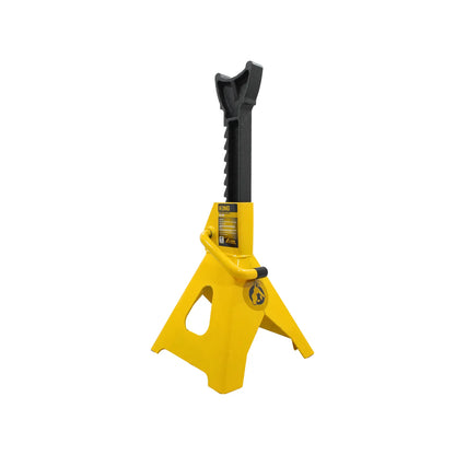 Torre para auto Kong de 3 toneladas amarilla con trinquete de seguridad para soporte mecánico de vehículos.