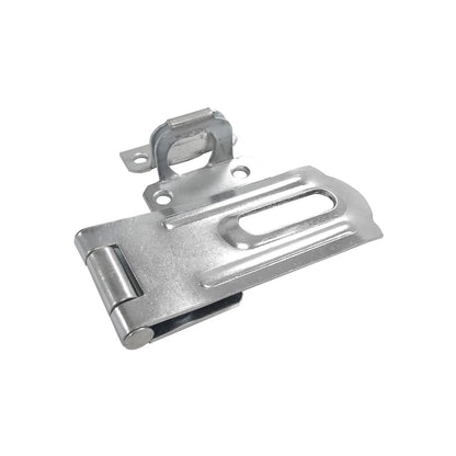 Porta candado de acero galvanizado plateado con bisagra, 76 mm, para asegurar puertas y gabinetes.