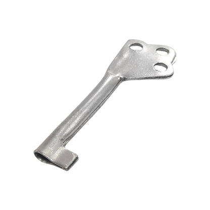 Llave metálica pulida para ropero, armario o mueble, acabado plateado brillante con cabeza de 3 orificios