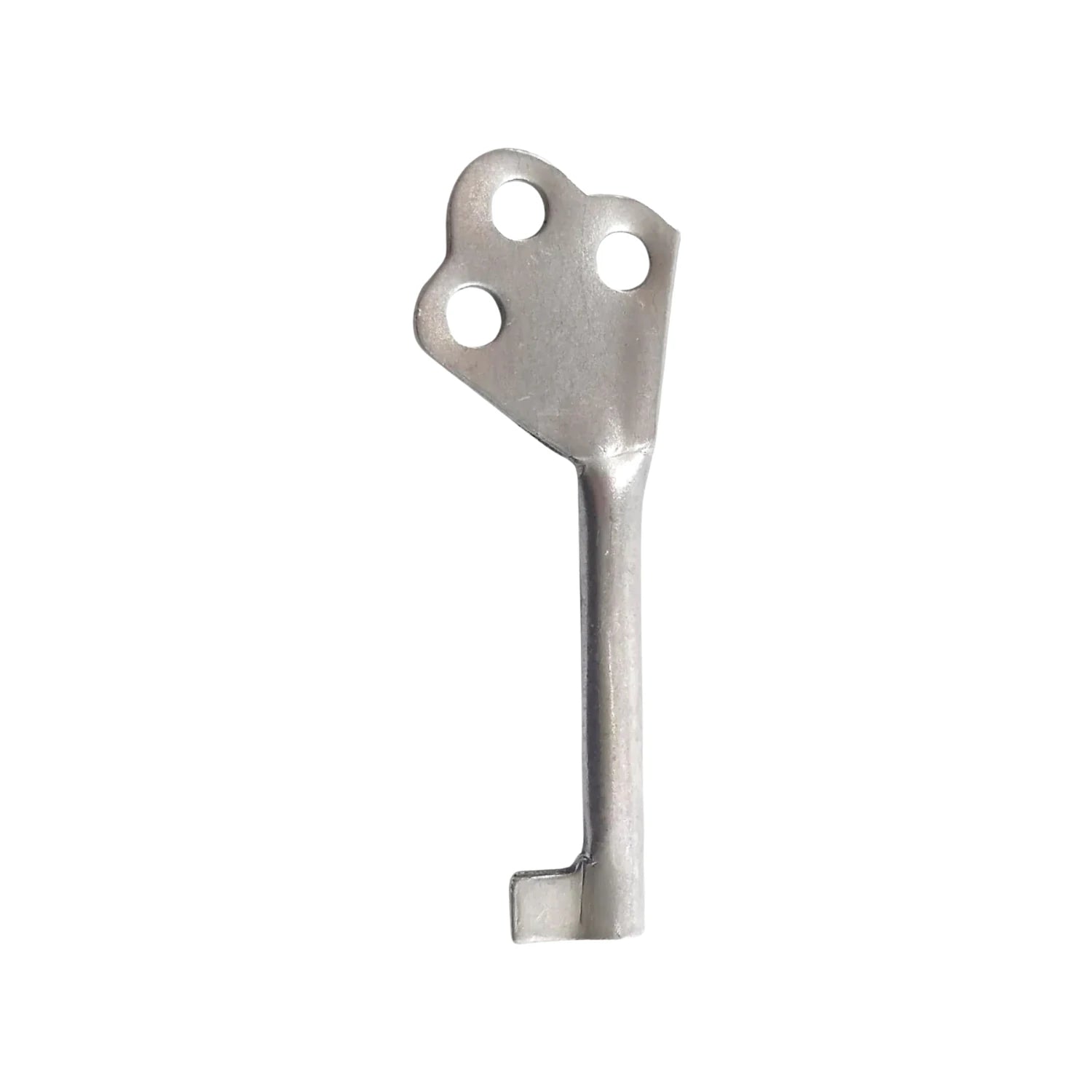 Llave metálica pulida con cabeza de tres orificios, para ropero, armario o cerradura de mueble antiguo
