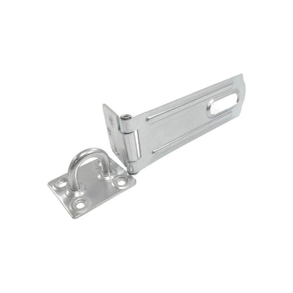 Porta candado de seguridad metálico con aldaba y argolla articulada, acabado zincado brillante