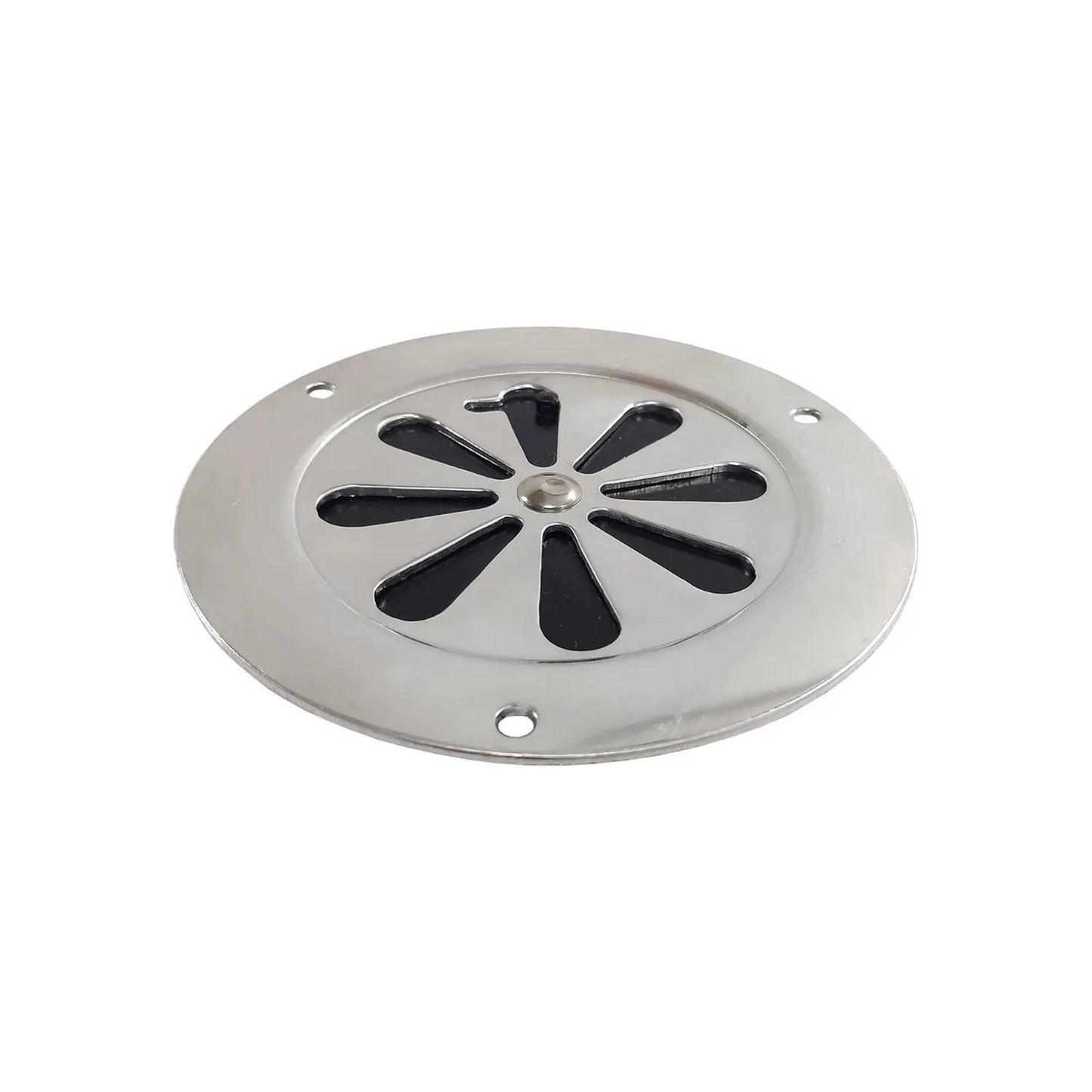 Rejilla de aluminio redonda cromada con diseño floral para coladera de piso
