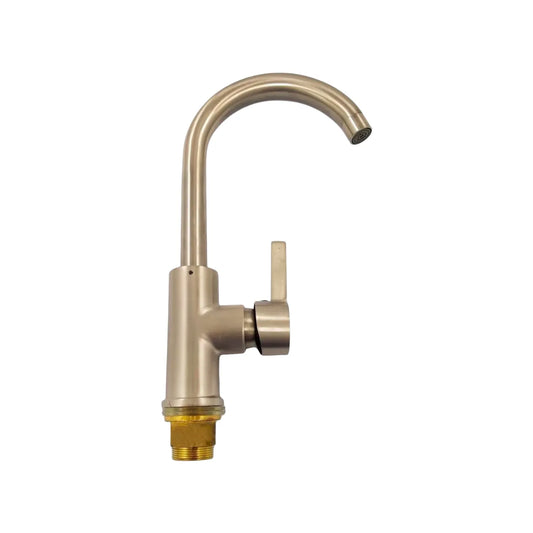 Mezcladora para fregadero monomando níquel cepillado con caño alto cuello de ganso para cocina