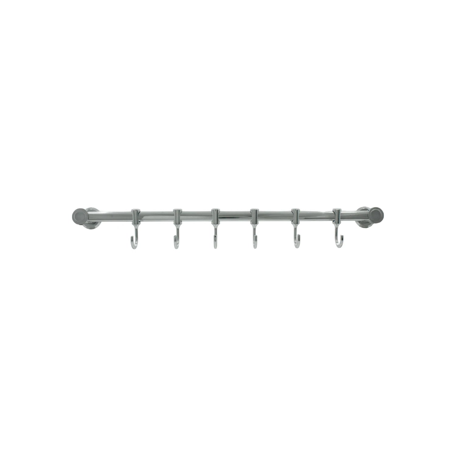 Toallero múltiple de baño o cocina cromado con 6 ganchos, barra organizadora de pared.